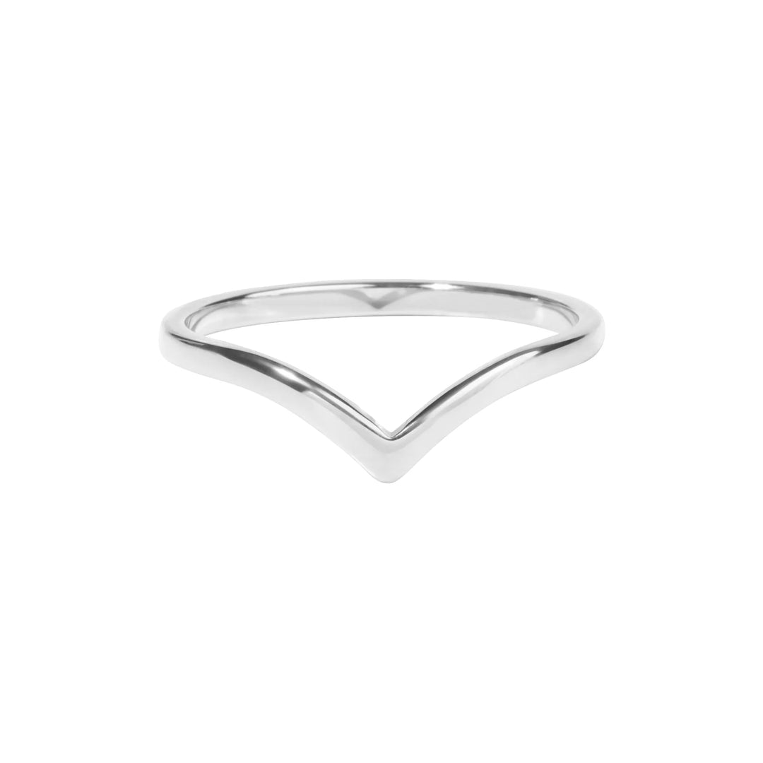 Mia Plain V Shape Ring Silver Size 6