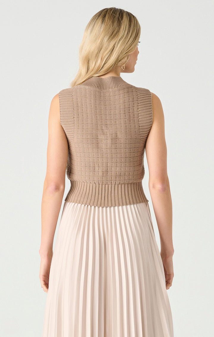 TEXTURED STITCH SWEATER TANK "BROWN"