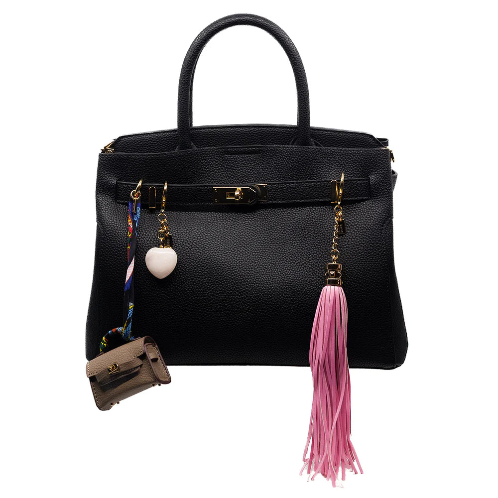 FAUX LEATHER TASSEL IN PINK