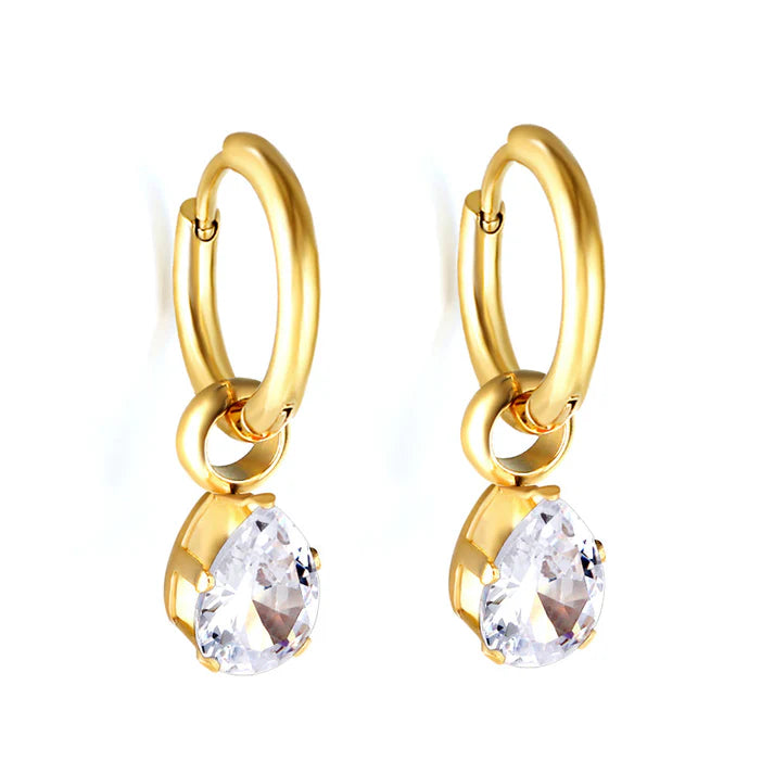 DIAMOND TEARDROP HOOPS