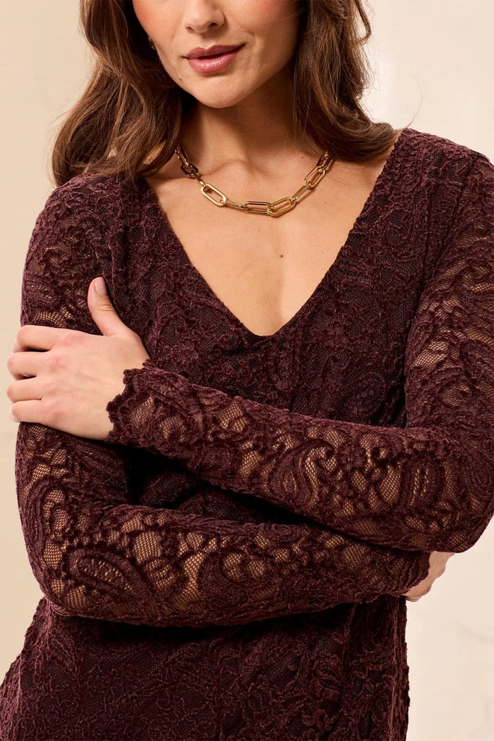WEAR TWO WAYS L/S VELVET LACE DRESS "TERRA"