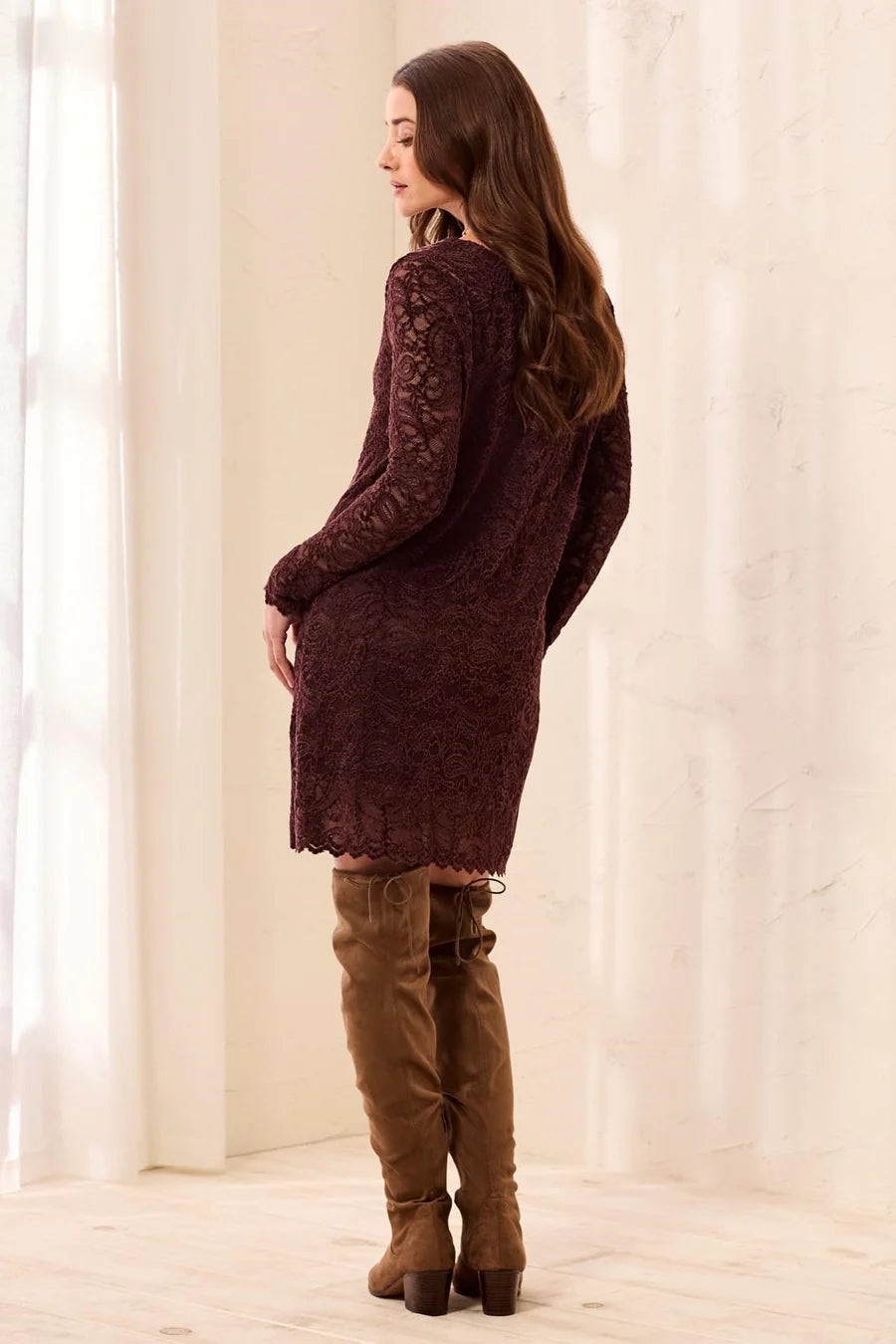 WEAR TWO WAYS L/S VELVET LACE DRESS "TERRA"