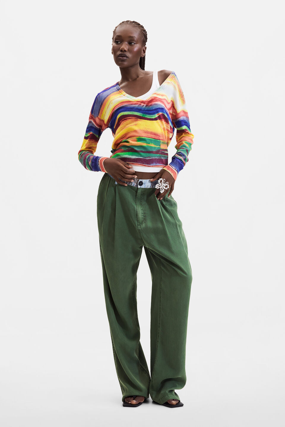 TERREN FINE KNIT PRINTED SWEATER "YELLOW"