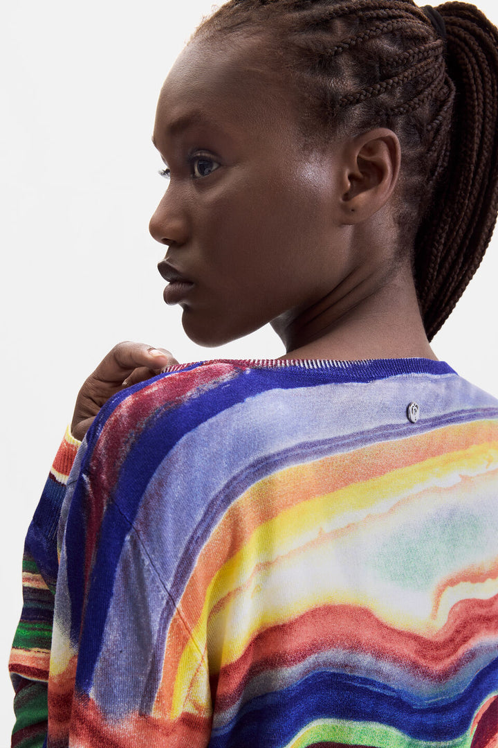 TERREN FINE KNIT PRINTED SWEATER "YELLOW"