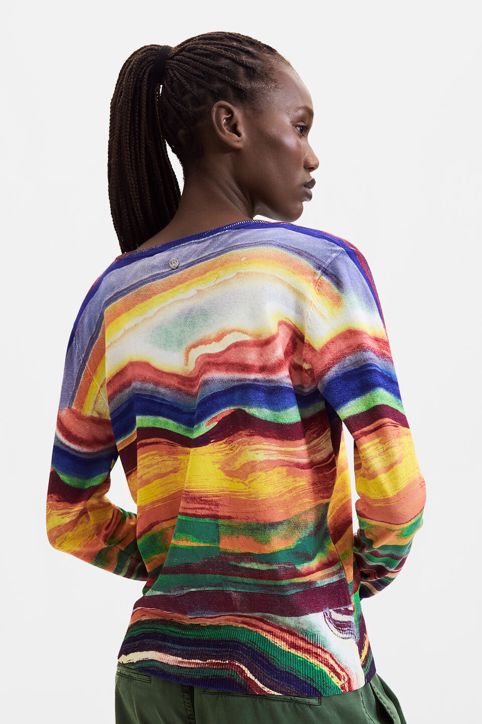 TERREN FINE KNIT PRINTED SWEATER "YELLOW"