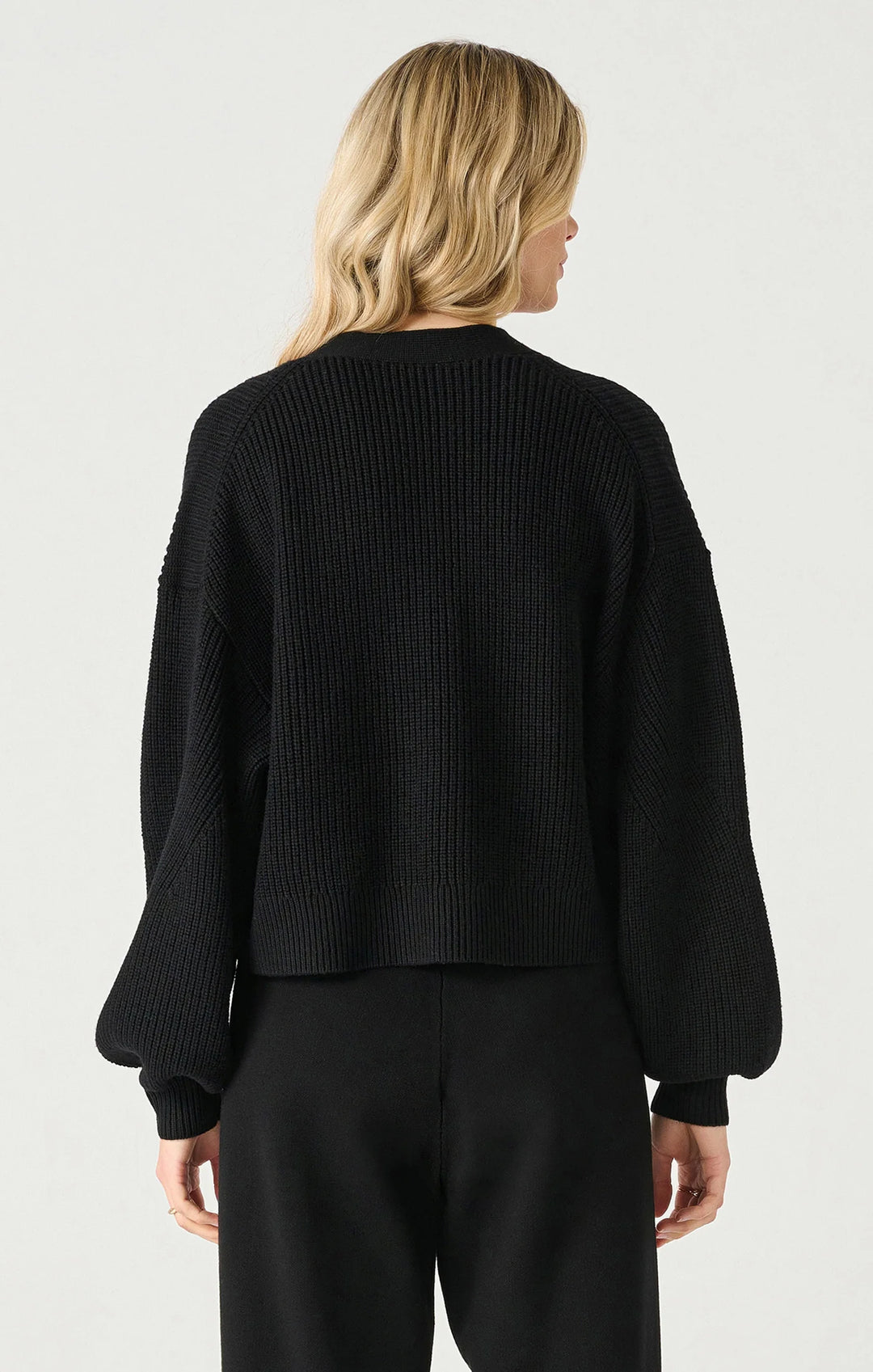 LS TEXTURED OPEN CARDIGAN "BLACK"