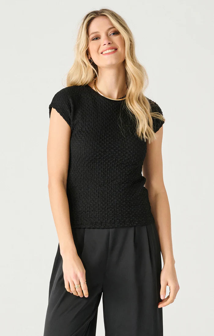 SS DROP SHOULDER TEXTURED TOP "BLACK"