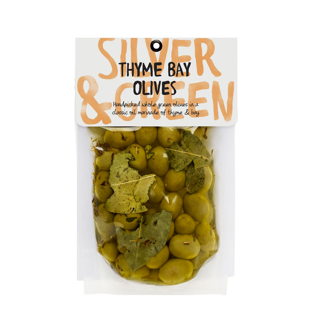 SILVER & GREEN - THYME BAY GREEN OLIVES 220G