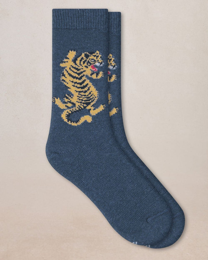 CASHMERE SOCKS TIGER "BLUE JEAN"