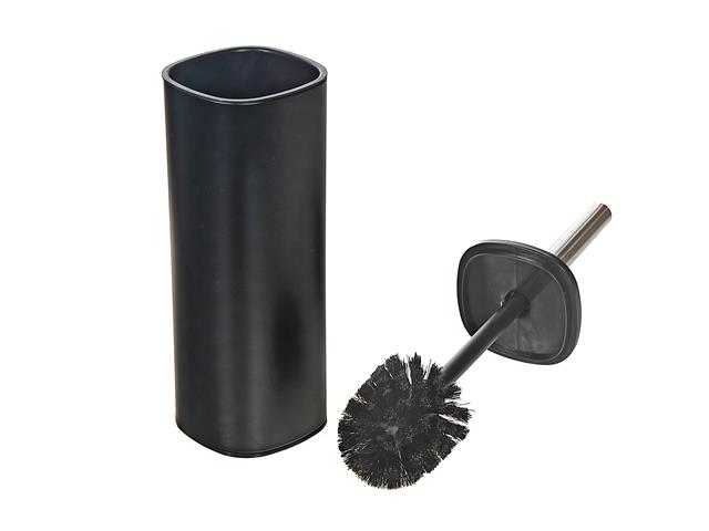 BLACK METAL TOILET BRUSH HOLDER WITH LID