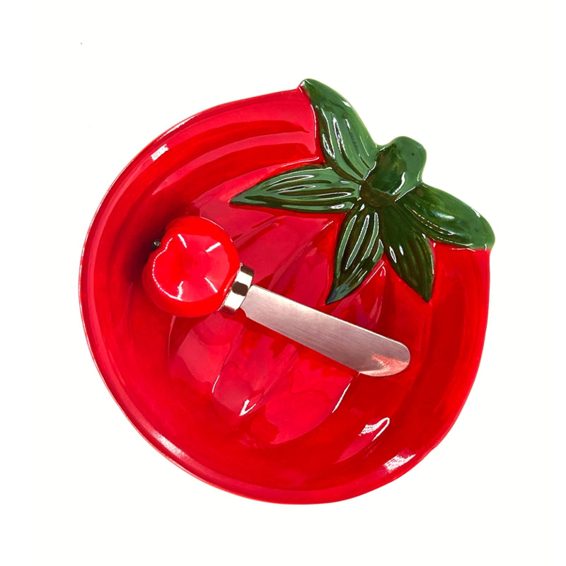 TOMATO DIP BOWL AND SPREADER SET