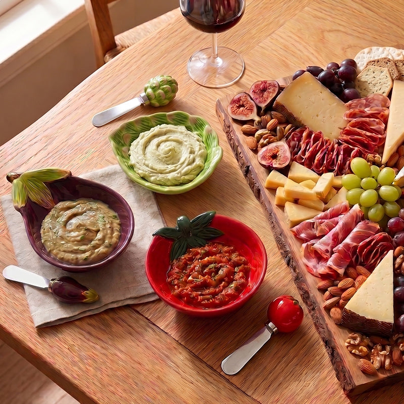 TOMATO DIP BOWL AND SPREADER SET