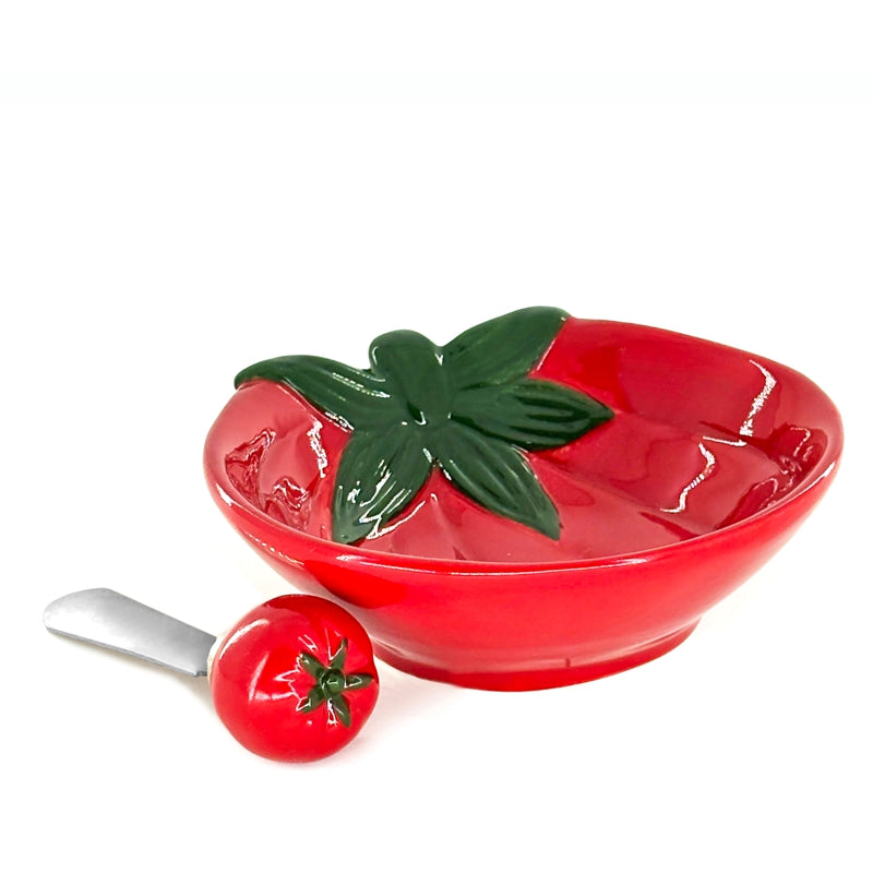TOMATO DIP BOWL AND SPREADER SET