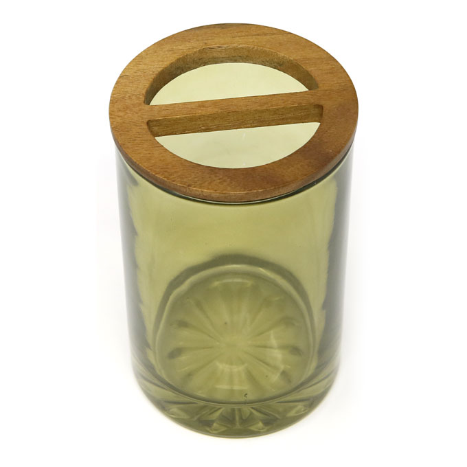 VASO TOOTHBRUSH HOLDER - GLASS/ACACIA GREEN