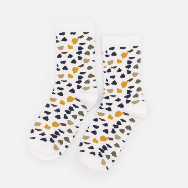 WHITE SOCKS WITH MULTICOLORED TERRAZZO PATTERN