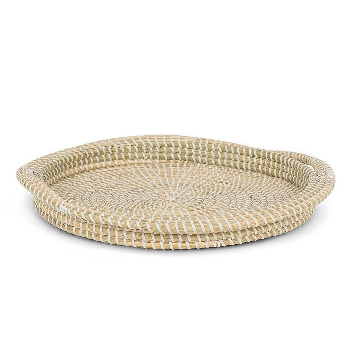 ROUND TRAY WITH HANDLES - WHITE 15,5''D
