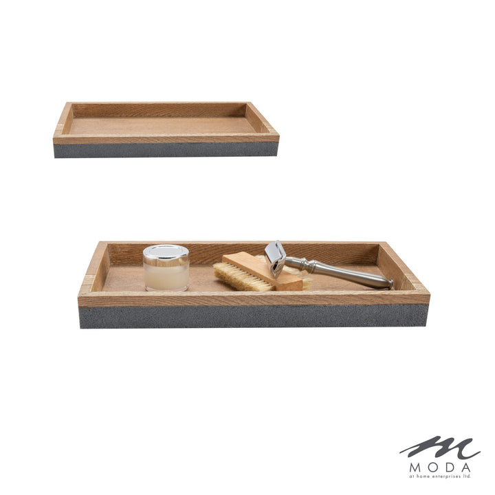 KENORA RESIN TRAY - GREY/BROWN