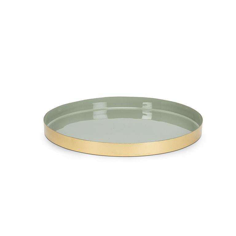 MEDIUM ROUND ENAMEL TRAY - GREEN 12''D