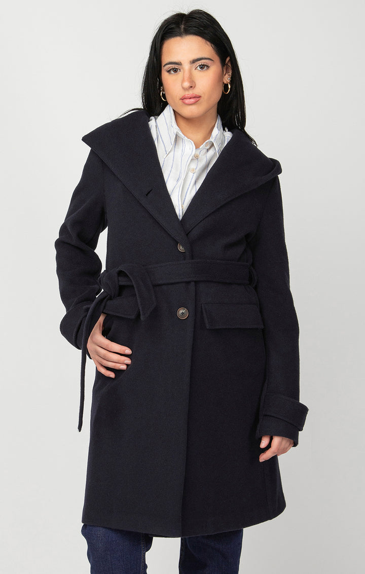 LS HOODED TRENCH COAT "MARINE"