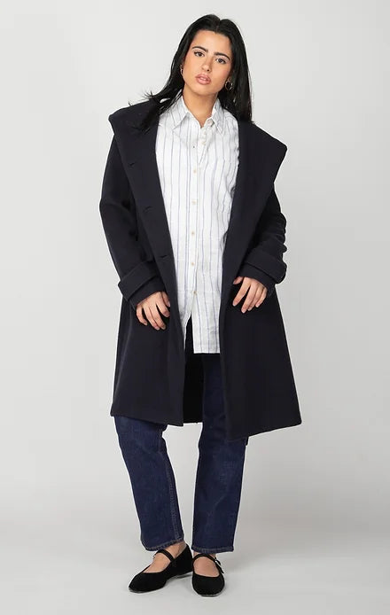 LS HOODED TRENCH COAT "MARINE"