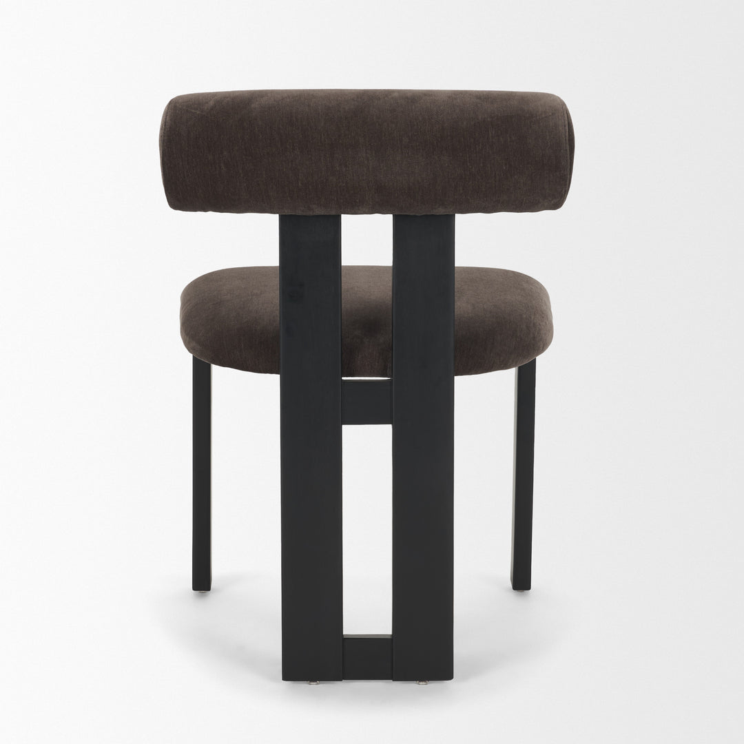 TRIBECA OPEN BACK DINING SIDE CHAIR "CHARCOAL CHENILLE W/ BLACK WOOD"