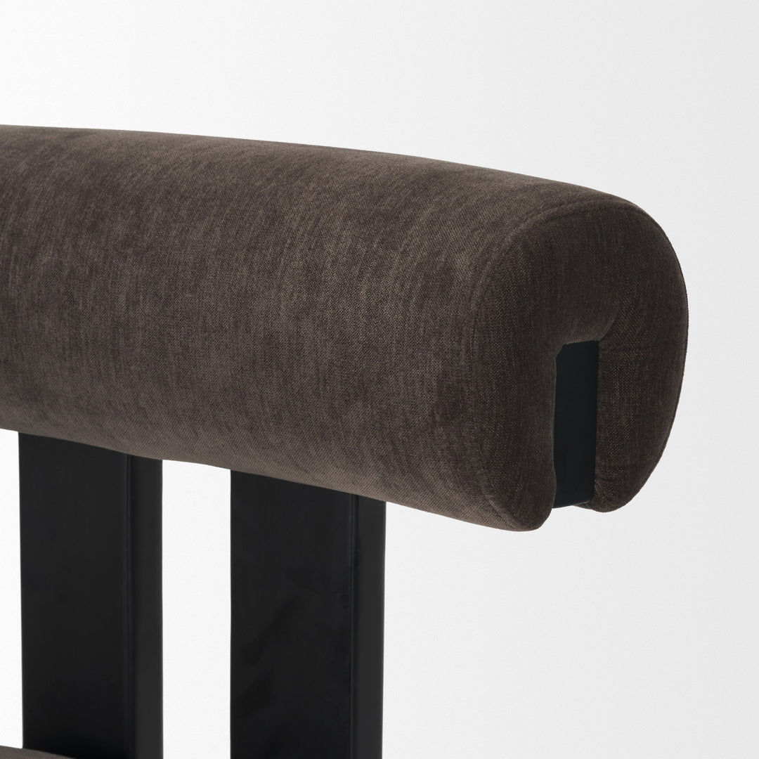 TRIBECA OPEN BACK DINING SIDE CHAIR "CHARCOAL CHENILLE W/ BLACK WOOD"
