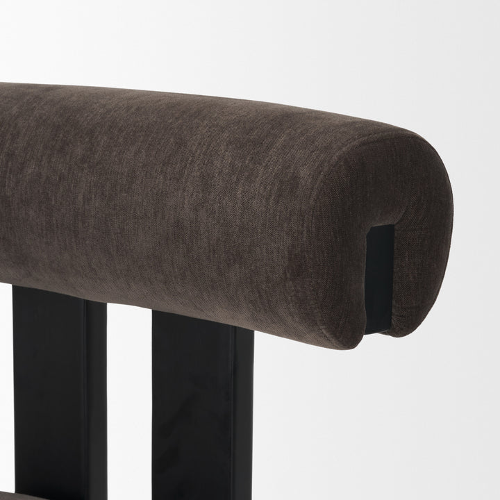 TRIBECA OPEN BACK DINING SIDE CHAIR "CHARCOAL CHENILLE W/ BLACK WOOD"