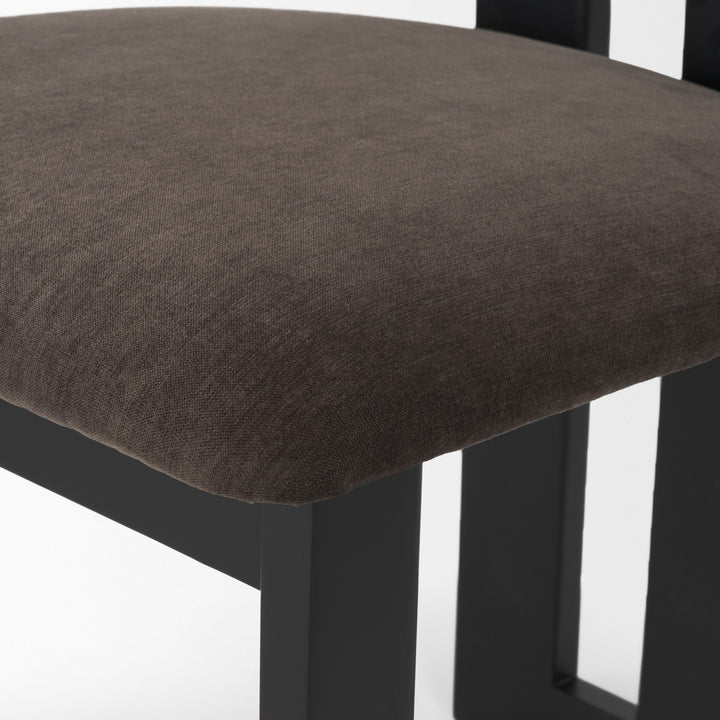 TRIBECA OPEN BACK DINING SIDE CHAIR "CHARCOAL CHENILLE W/ BLACK WOOD"