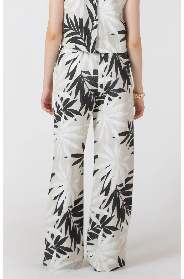 WIDE LEG DRAWSTRING TROUSERS "ABSTRACT LEAF"