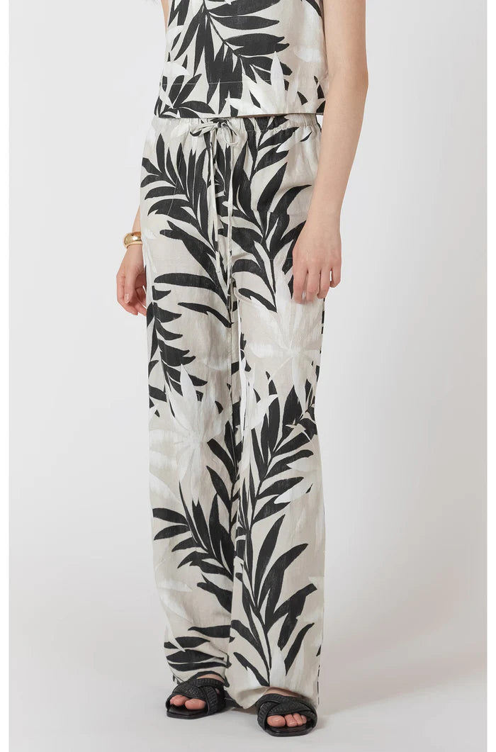 WIDE LEG DRAWSTRING TROUSERS "ABSTRACT LEAF"
