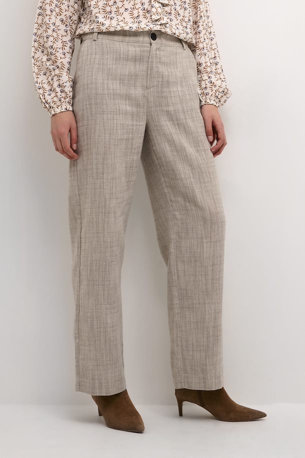 CRTURID TROUSERS - SAND HERRINGBONE MELANGE