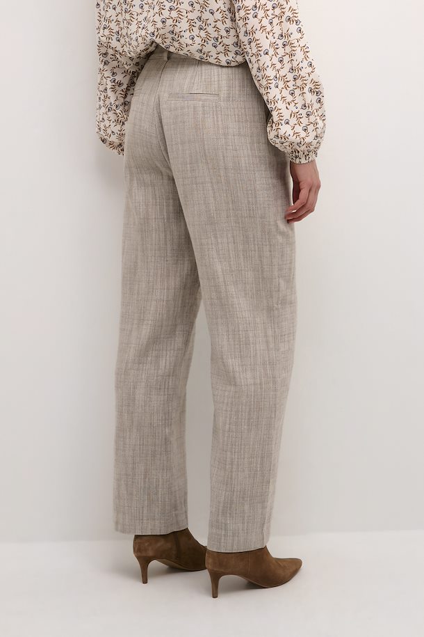 CRTURID TROUSERS - SAND HERRINGBONE MELANGE