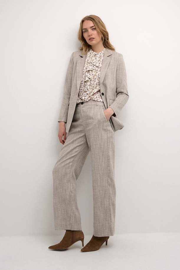 CRTURID TROUSERS - SAND HERRINGBONE MELANGE