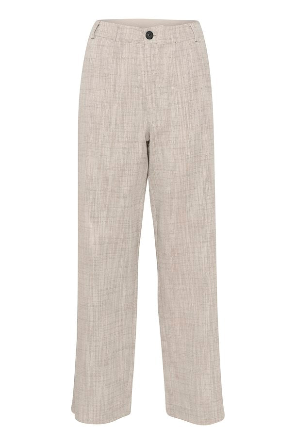 CRTURID TROUSERS - SAND HERRINGBONE MELANGE