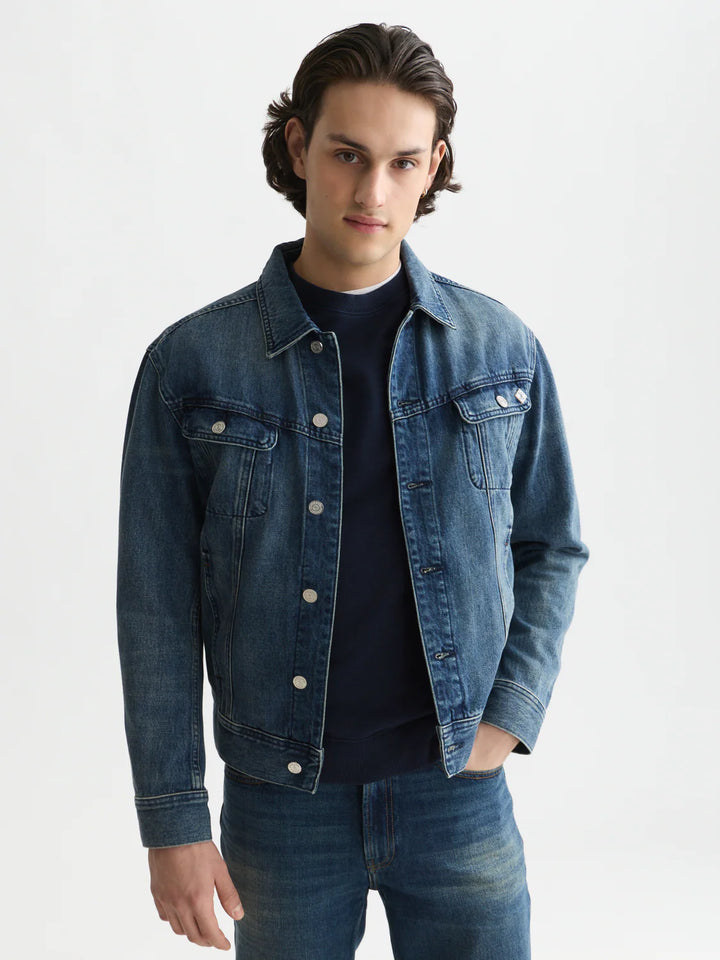 DENIM TRUCKER JACKET "DAWN BREAKS DARK"