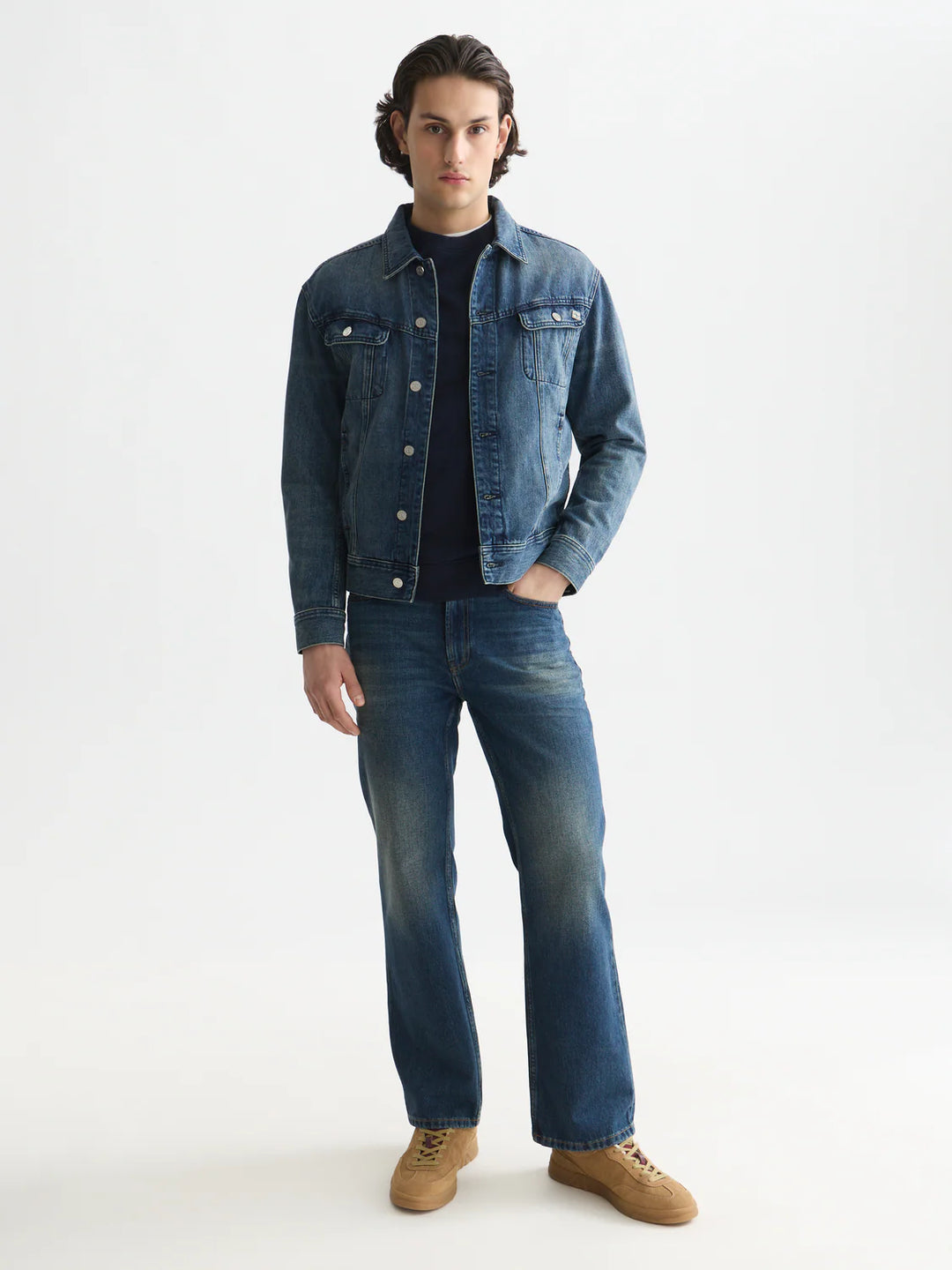 DENIM TRUCKER JACKET "DAWN BREAKS DARK"