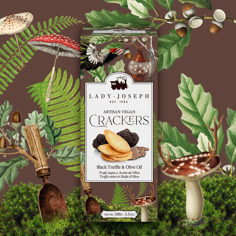HANDMADE VEGAN BLACK TRUFFLE AND OLIVE OIL CRACKERS 100G