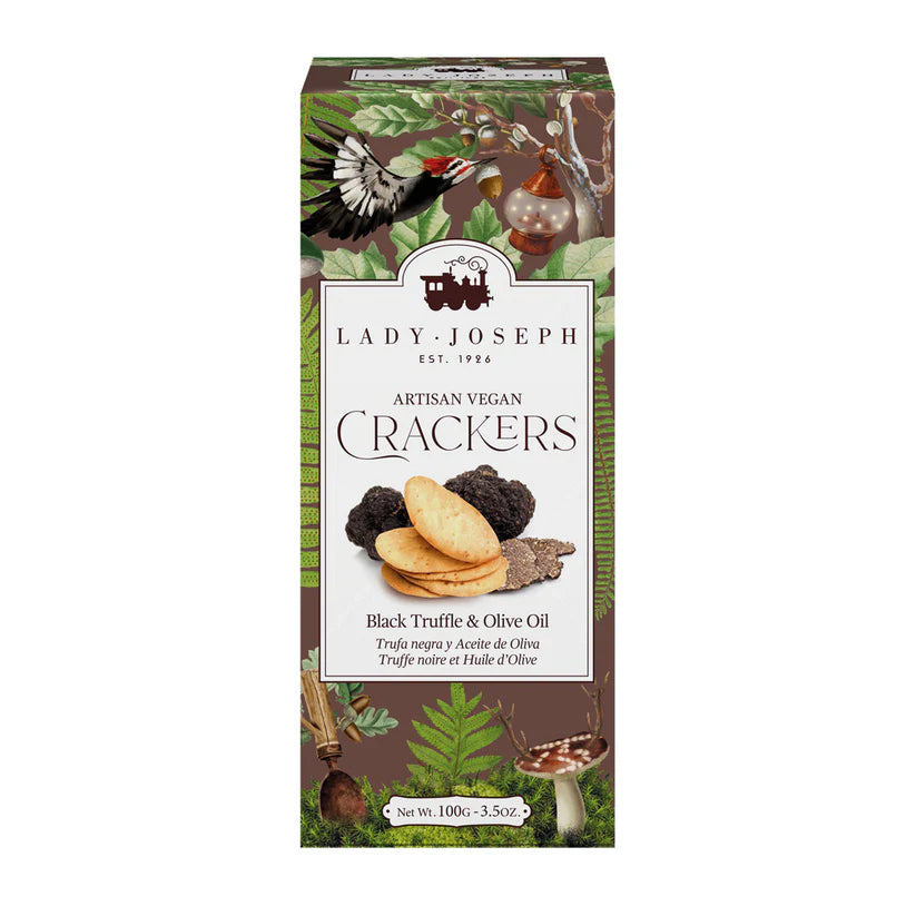 HANDMADE VEGAN BLACK TRUFFLE AND OLIVE OIL CRACKERS 100G