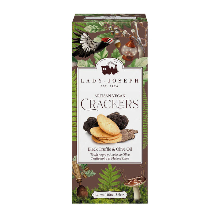 HANDMADE VEGAN BLACK TRUFFLE AND OLIVE OIL CRACKERS 100G