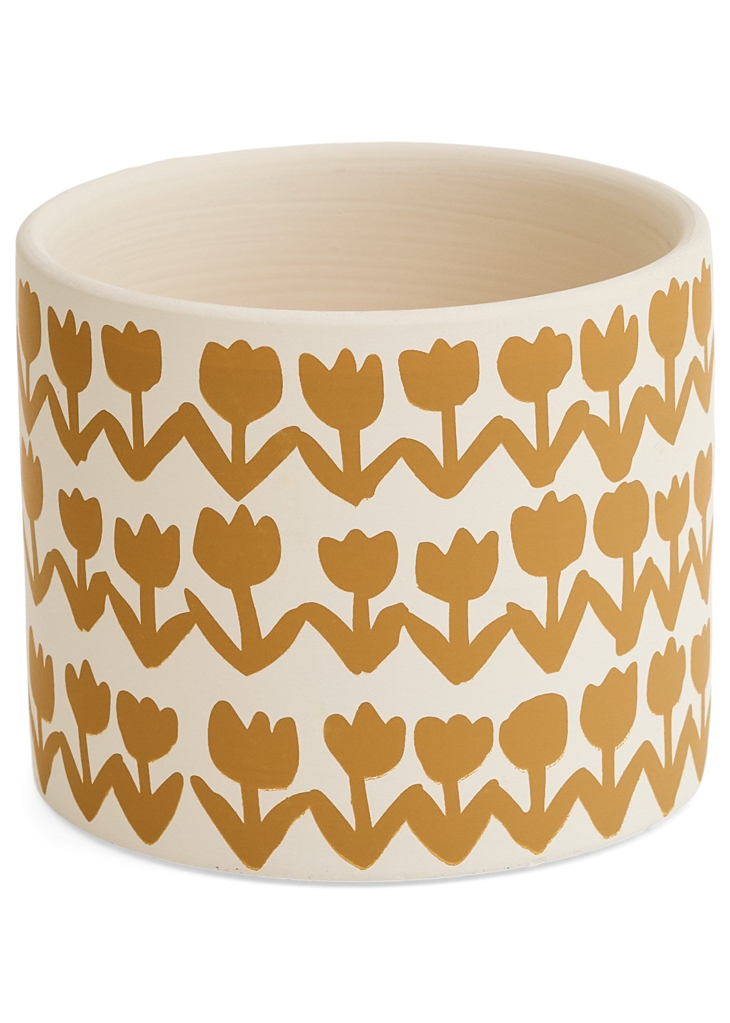 TULIPS DESIGN CEMENT PLANTER - YELLOW/CREAM 4X3