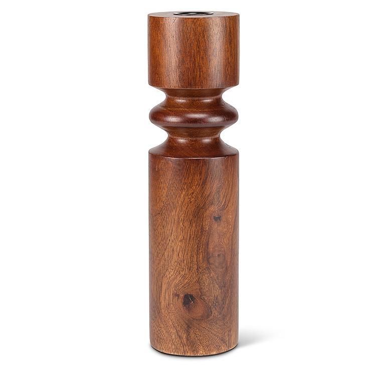 LARGE TURNED TAPER HOLDER - BROWN 10''H