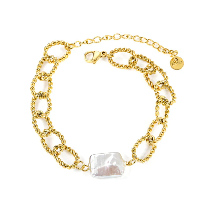 TWISTED PEARL LOOP BANGLE