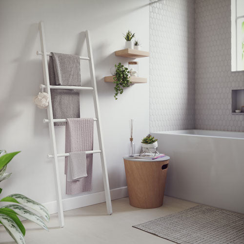 UMBRA LEANA LADDER TOWEL RACK - WHITE  60 inches tall