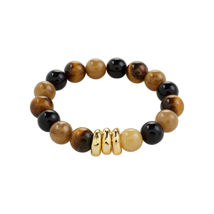 UNFOLD SEMI-PRECIOUS STONES BRACELET "BROWN/GOLD PLATED"