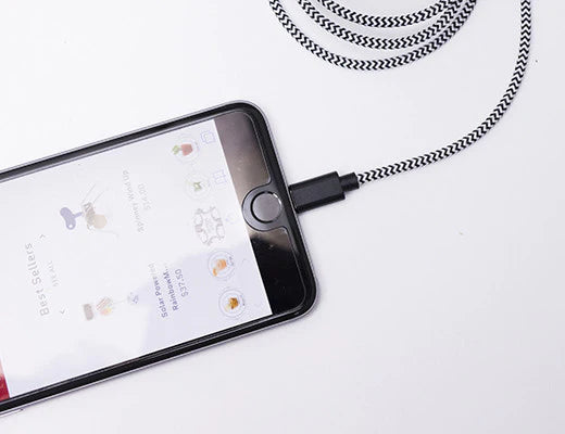 Kikkerland iPhone Lightning Black Cotton Braided Charging Cable