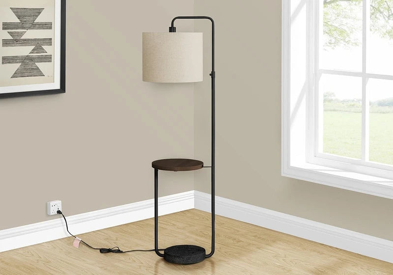 BLACK FLOOR LAMP WITH USB PORT 67"
