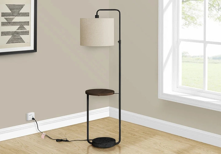 BLACK FLOOR LAMP WITH USB PORT 67"