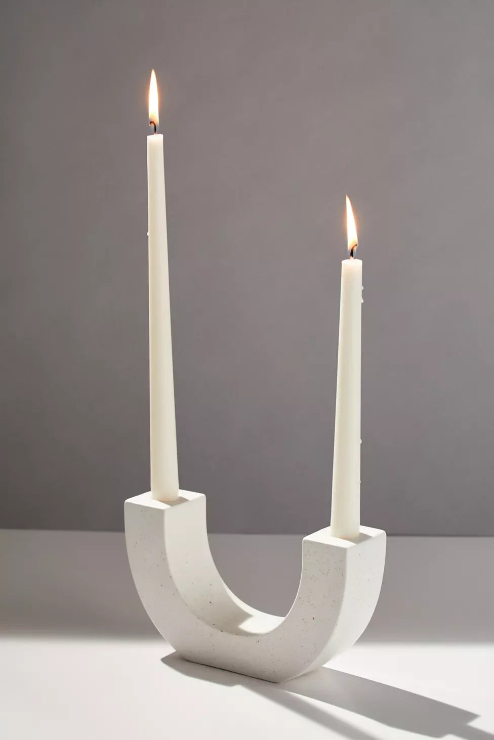 U-SHAPED CERAMIC TAPER CANDLE HOLDER