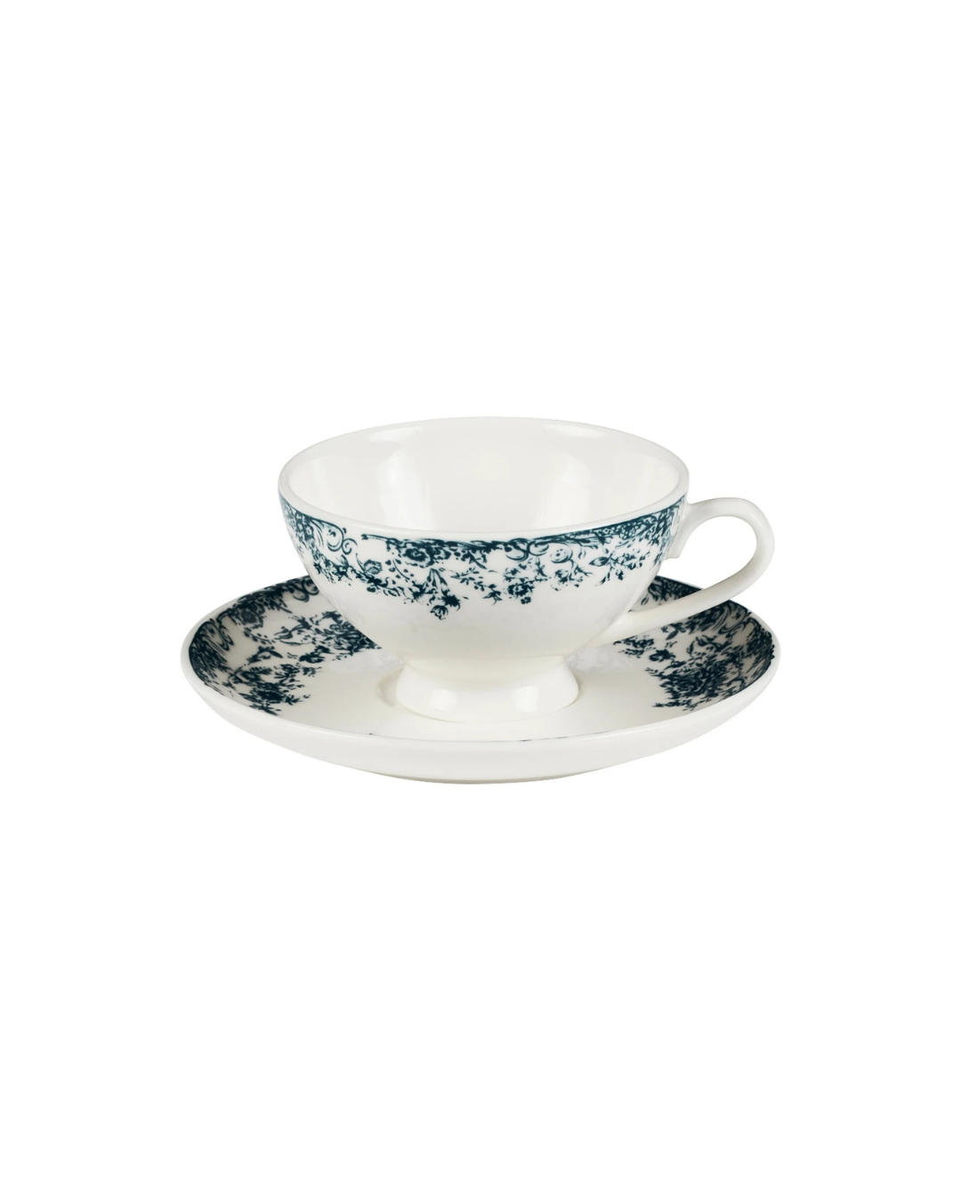 CASA DOMANI ROSETTA CUP &amp; SAUCER 200ML "ANTIQUE BLUE"