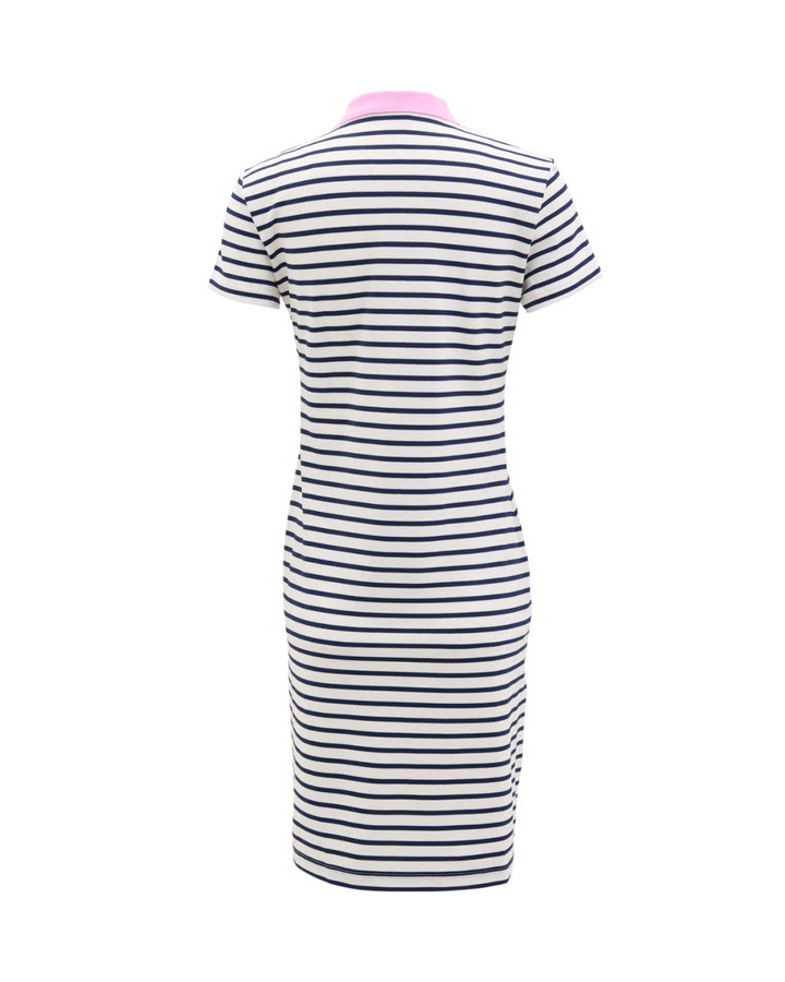 AGEN STRIPED POLO DRESS "NEIGE/MARINE/NACRE"